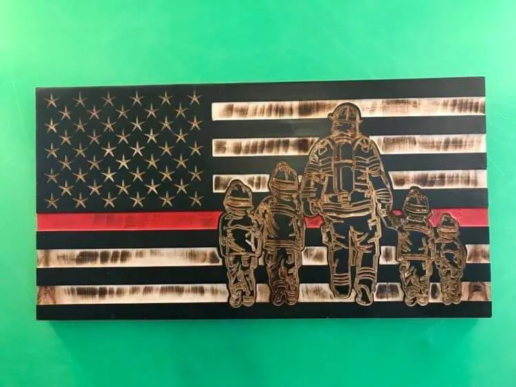 Firefighter with 4 Children Flag 13" X 24.75"