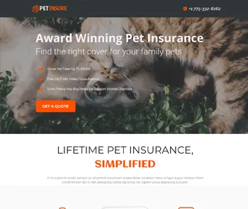pet insurance funnel landing page template