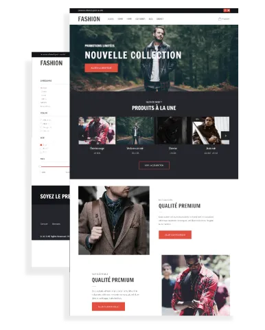 Exemple de modèle de site e-commerce destiné à vendre des articles de mode. 