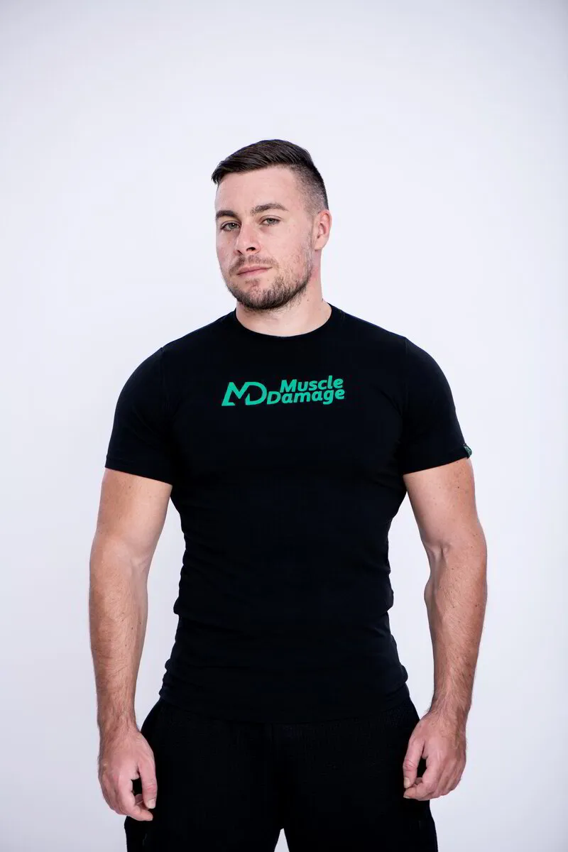 Тениска - Muscle Damage™ - зелено лого