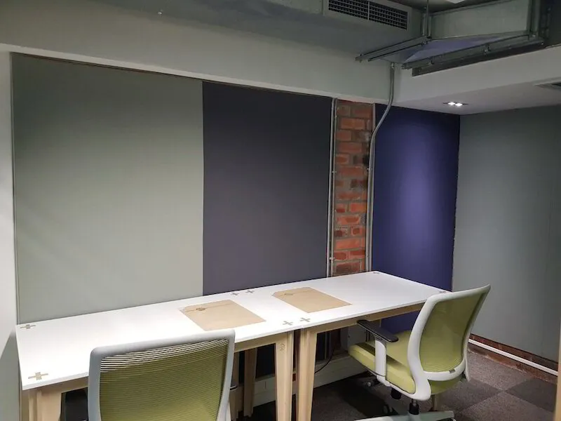 fabric wall in an open plan office