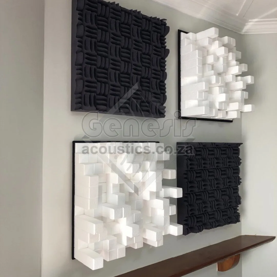 Sound absorbing studio foam used together with QRD diffusers