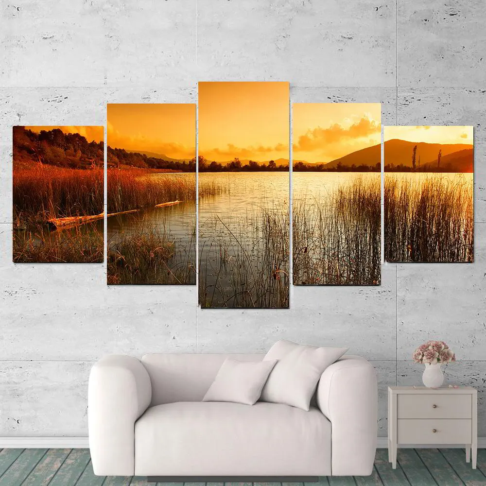 S3 Printed Acoustic Panels - Sunrise Lake - 5 Panels