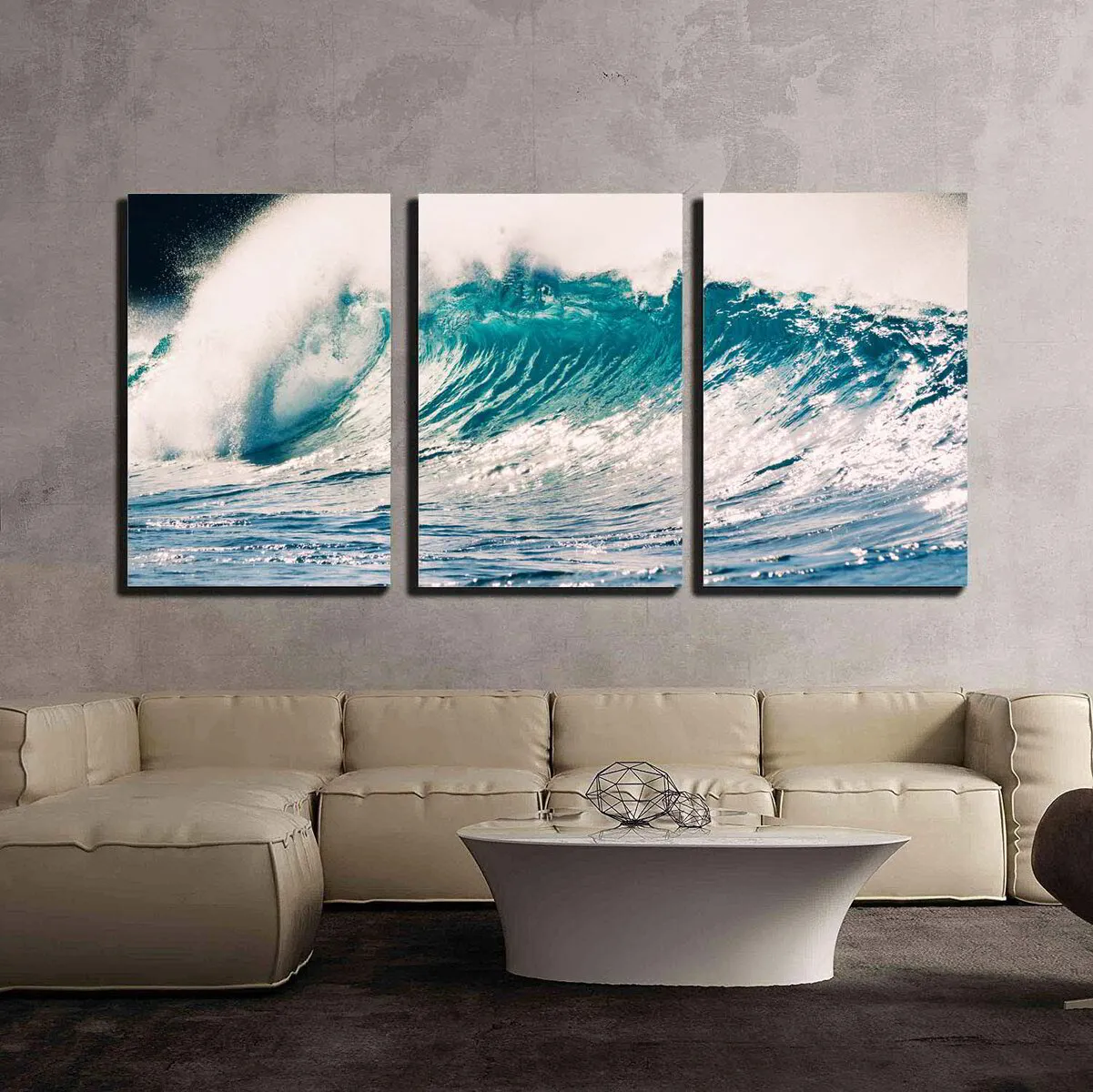 S3 Printed Acoustic Panels - Ocean Wave on Black - 3 Panels