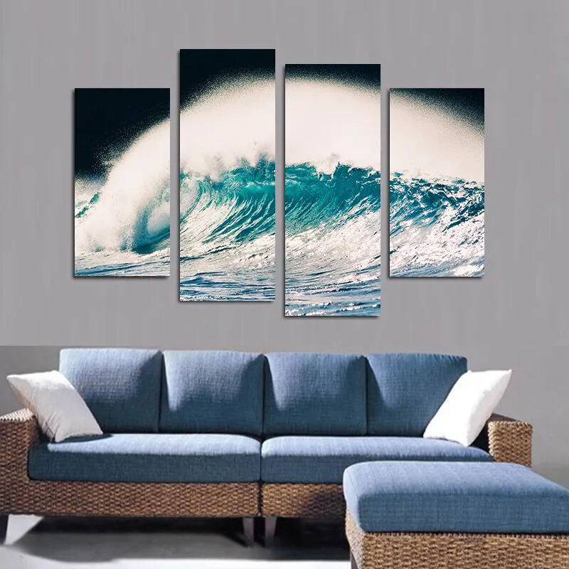 S3 Printed Acoustic Panels - Ocean Wave on Black - 4 Panels