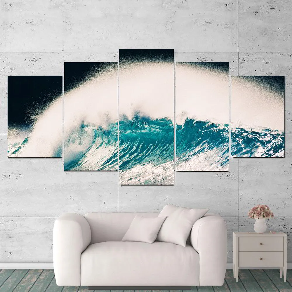 S3 Printed Acoustic Panels - Ocean Wave on Black - 5 Panels