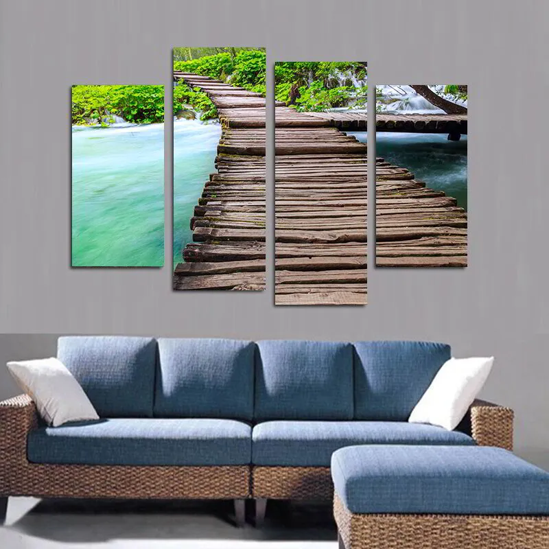 S3 Printed Acoustic Panels - Boardwalk over river - 4 Panels
