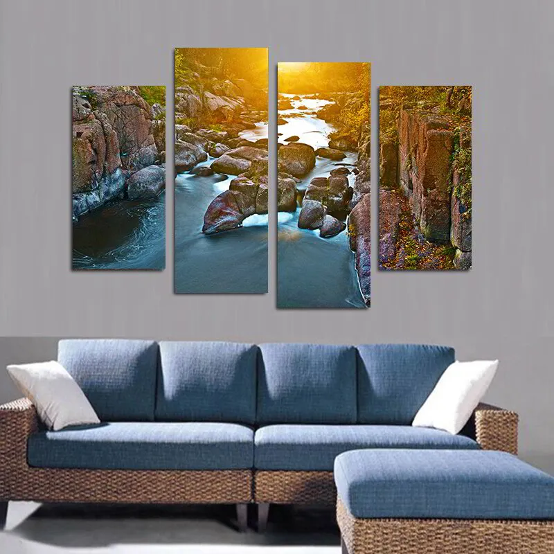S3 Printed Acoustic Panels - Sunrise Over River - 4 Panels