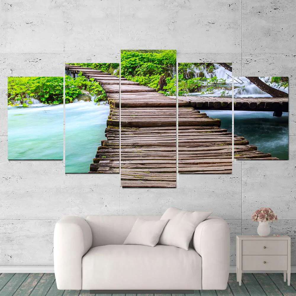 S3 Printed Acoustic Panels - Boardwalk Over River - 5 Panels
