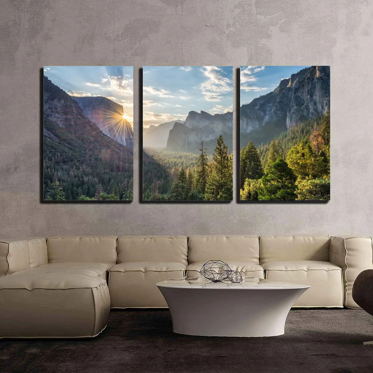 S3 Printed Acoustic Panels - Yosemite Sunrise - 3 Panels
