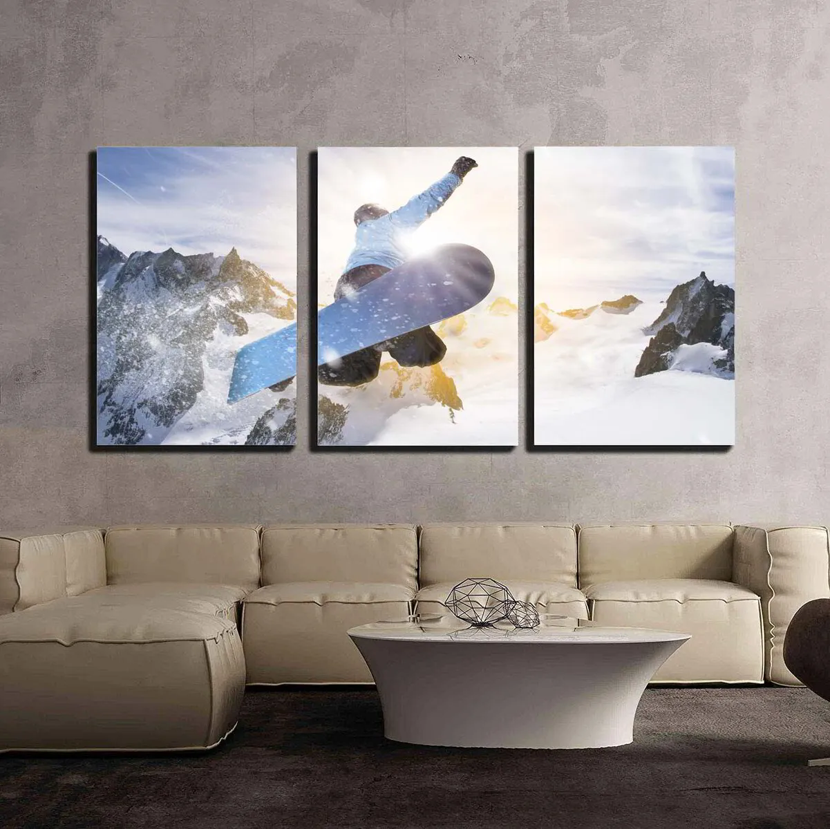 S3 Printed Acoustic Panels - Snowboarder Getting Air - 3 Panels