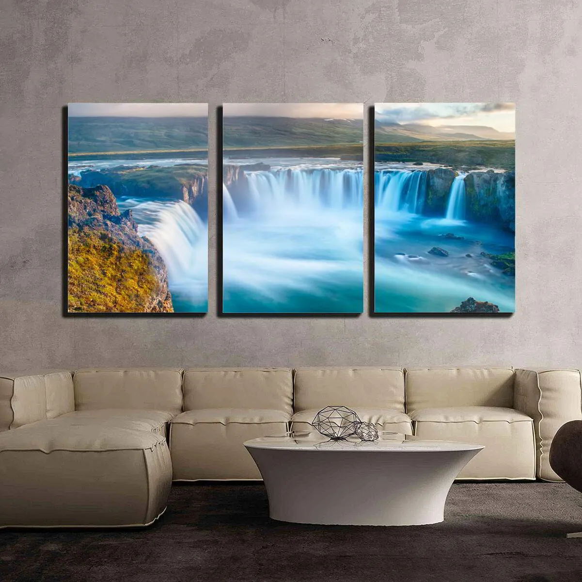 S3 Printed Acoustic Panels - Grand Blue Waterfall - 3 Panels