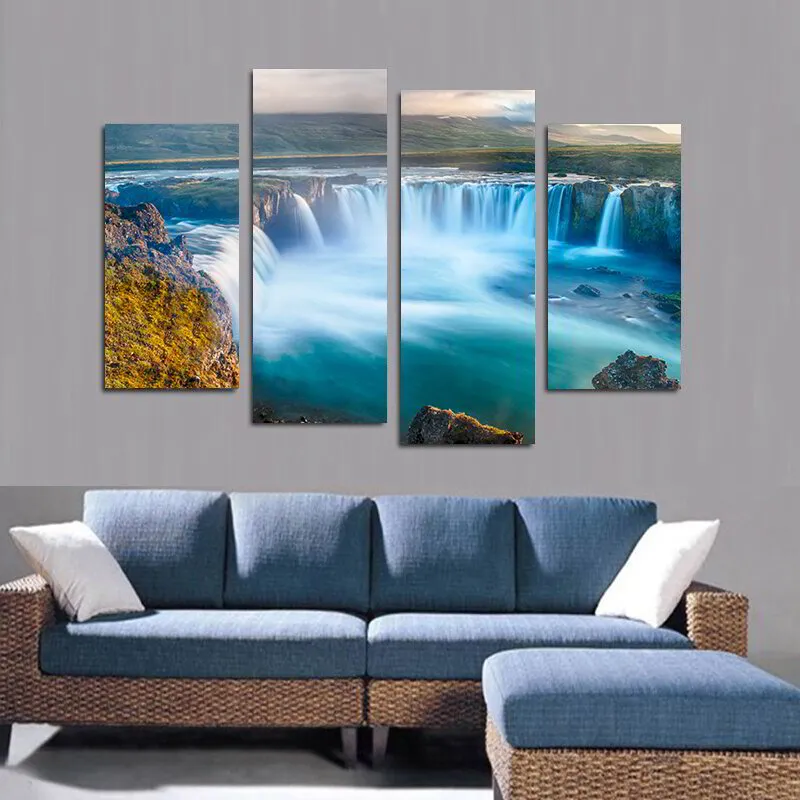 S3 Printed Acoustic Panels - Grand Blue Waterfall - 4 Panels