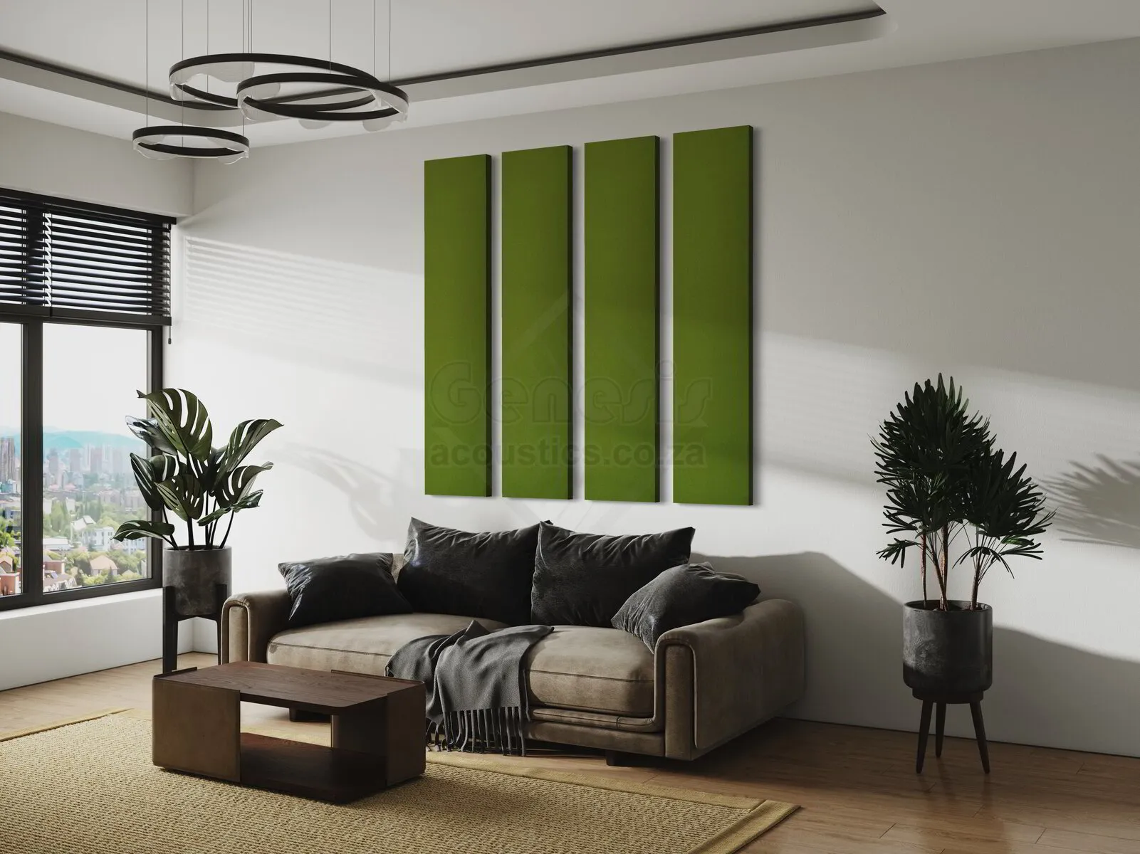S5 Pro Acoustic Wall Panels - 180cm x 40cm Set of 4 - Pesto