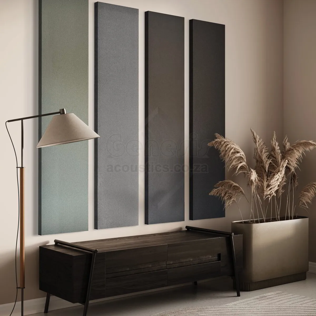 S5 Pro Acoustic Wall Panels - 180cm x 40cm Set of 4 - Steel Works Colour Combo