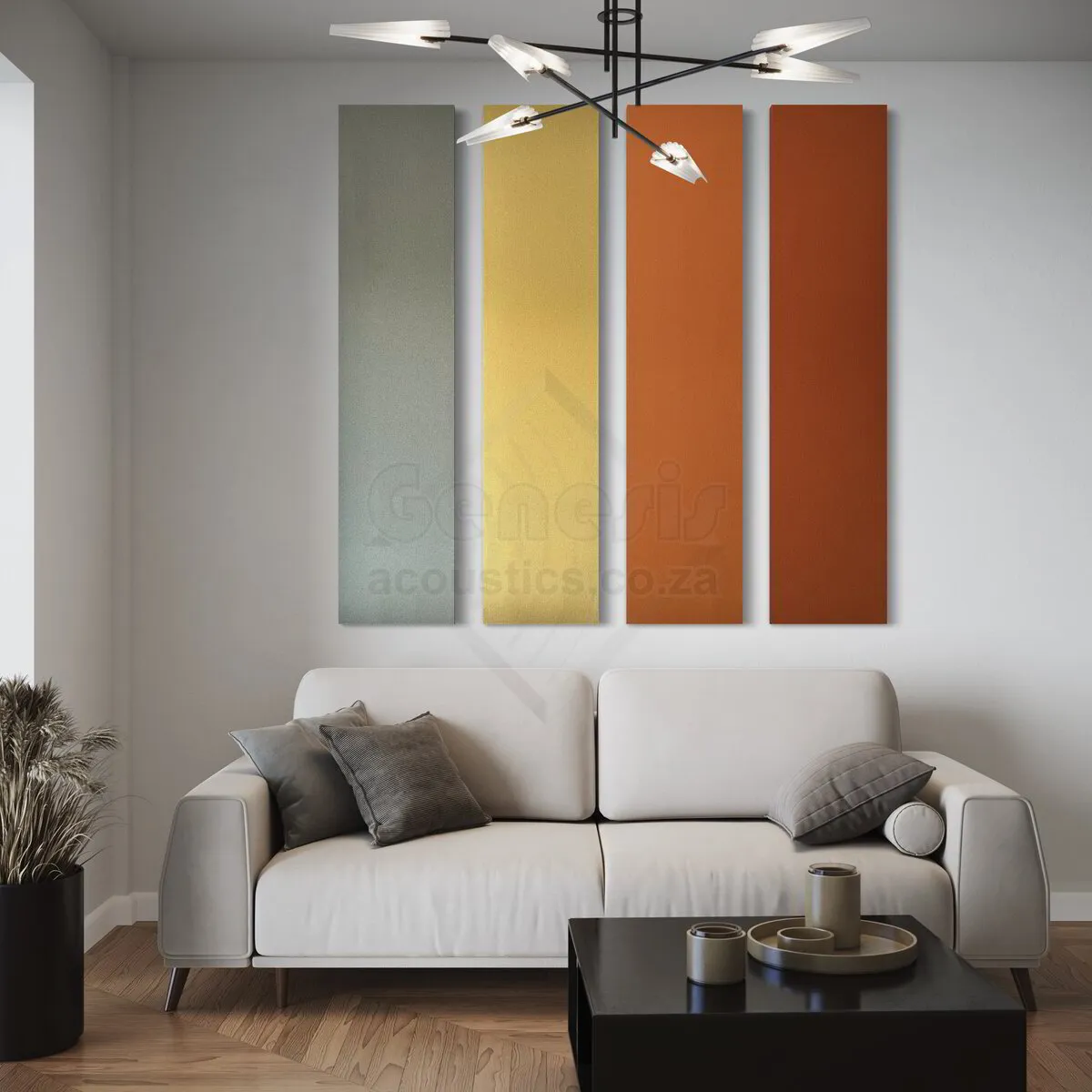 S5 Pro Acoustic Wall Panels - 180cm x 40cm Set of 4 - Sunset Colour Combo