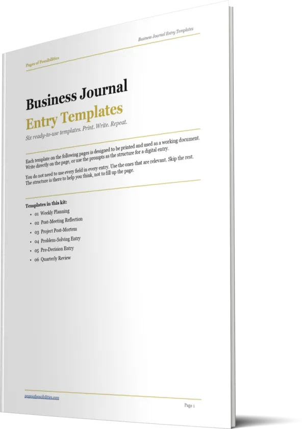 Free Business Journal Entry Templates for Entrepreneurs | Pages of ...