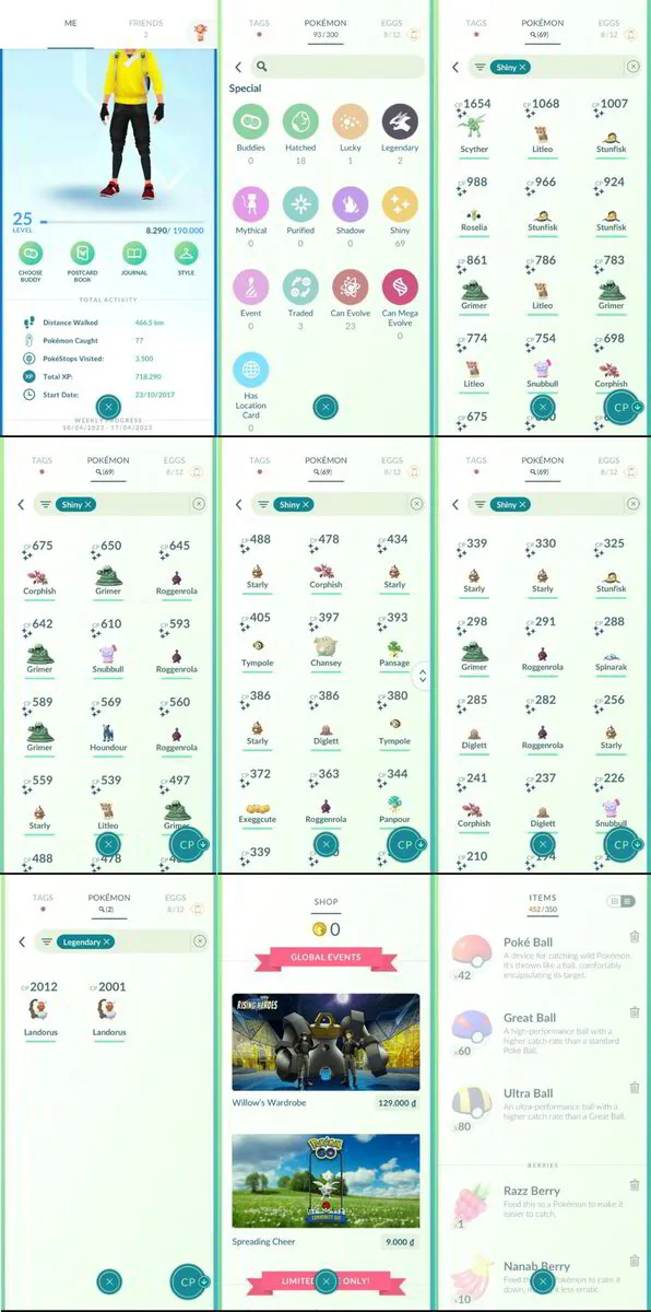 Pokemon Level 41 GO 459 unique shiny Collection Mystic account since 2017