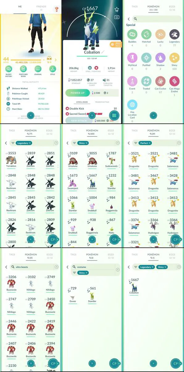 Pokemon Level 41 GO 459 unique shiny Collection Mystic account since 2017