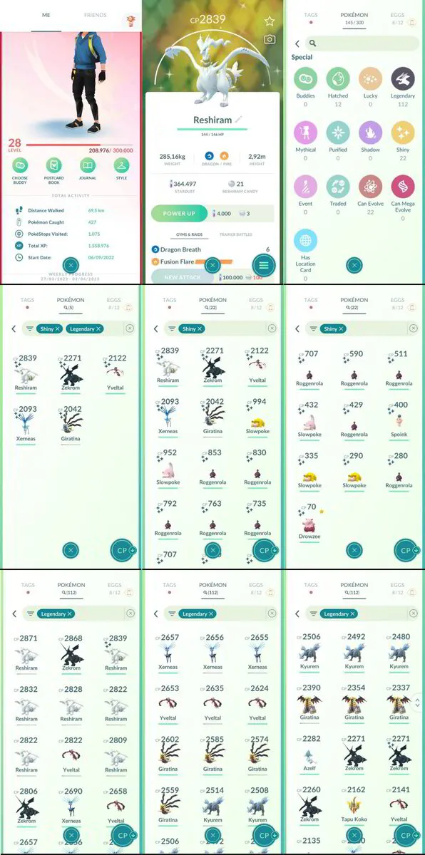 ✨ Pokémon Go Account ✨ Team Valor Level 28 ✨ 22 Shiny ✨ 112 Legendary ✨ 5 Shiny Legendary [1 Shiny Reshiram + Shiny Zekrom + Shiny Yveltal] ✨145 Pokémon ✨ 364K Stardust ✨ Bag Items 480 ✨ SKU334 ✨ Instant Delivery