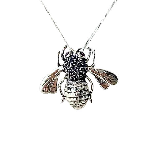 Sterling Silver Bee With Garnet