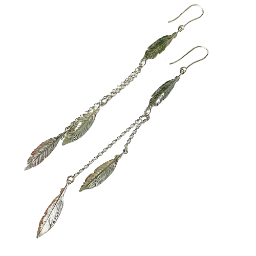 Rhodium Plated Feather Earrings