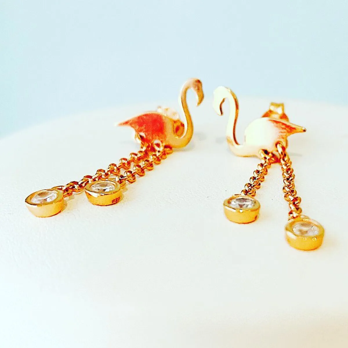 Rose Gold Flamingo Earrings