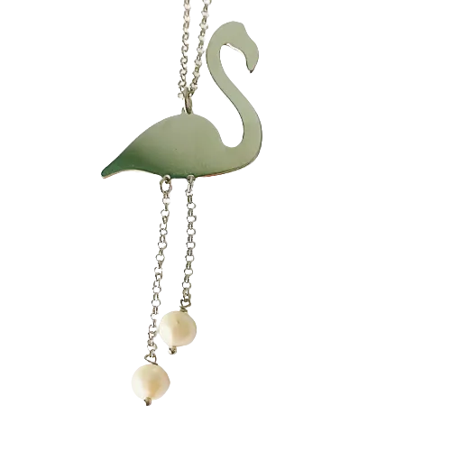 Rhodium Plated Flamingo Necklace