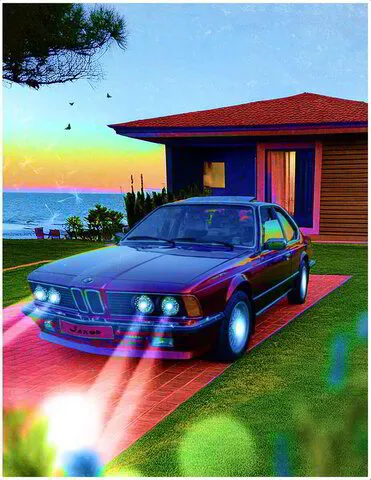 Retroposter av en BMW 80-tal