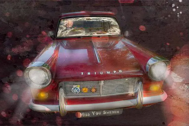 En retroplansch på en Triumph Herald 60-tal
