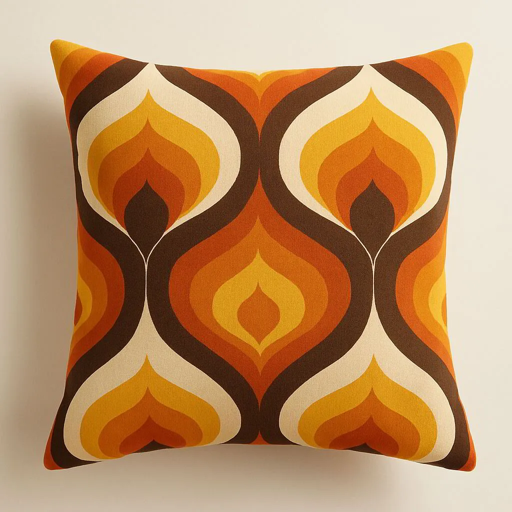 Kudden med abstrakt mönster 70-tal