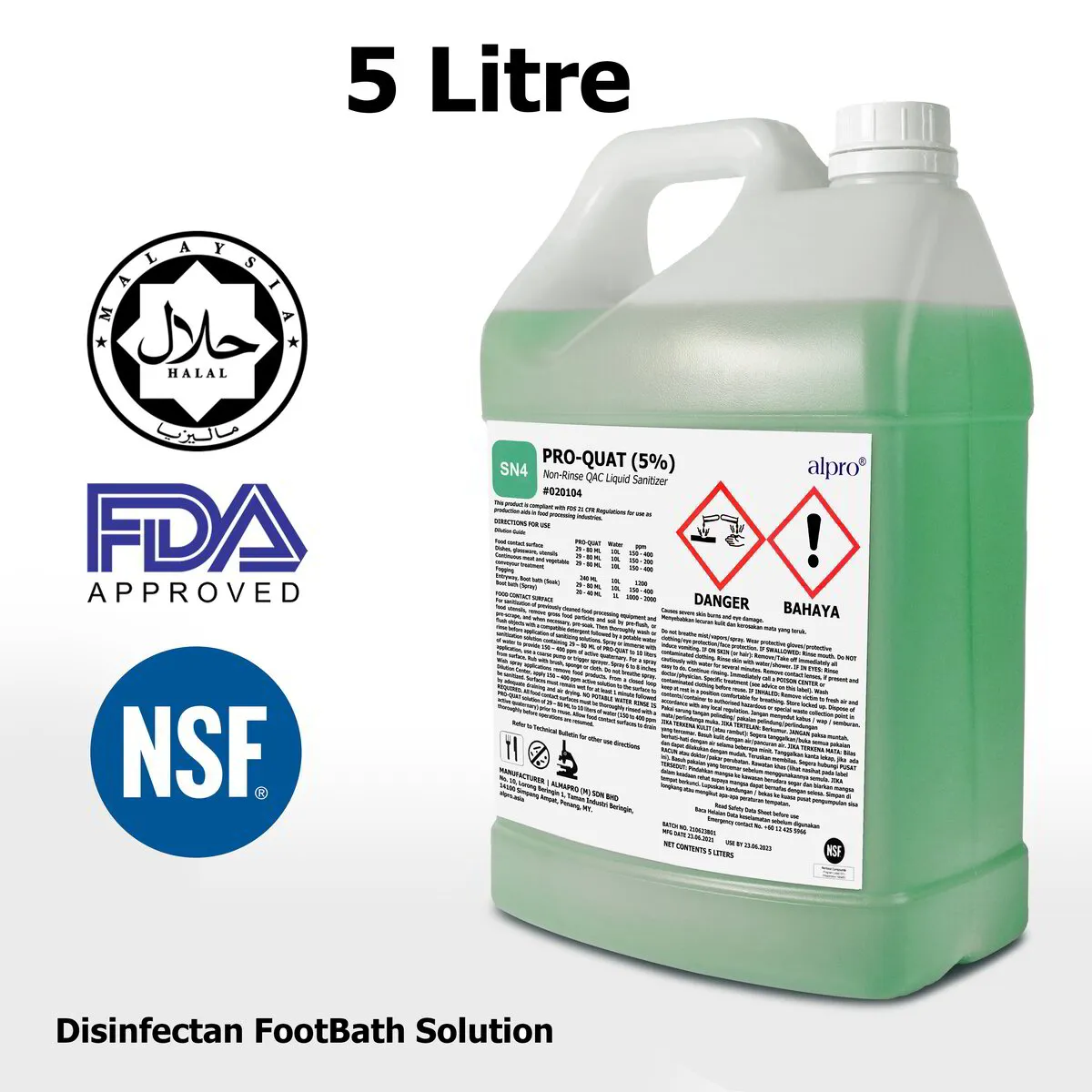 Pro-Quat 5% Disinfectant Solution (5Litre)