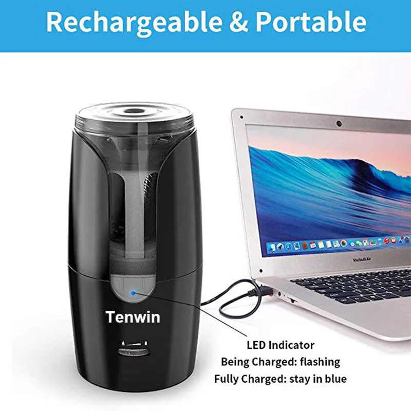 Tenwin Automatic Electric Pencil Sharpener For Colored Pencils Sharpen Mechanical Office School Supplies Stationery Free Ship