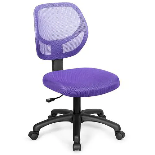 Low-back Computer Task Office Desk Chair with Swivel Casters-Purple - Color: Purple - Size: 24.5" x 24.5" x (33.5" - 37")