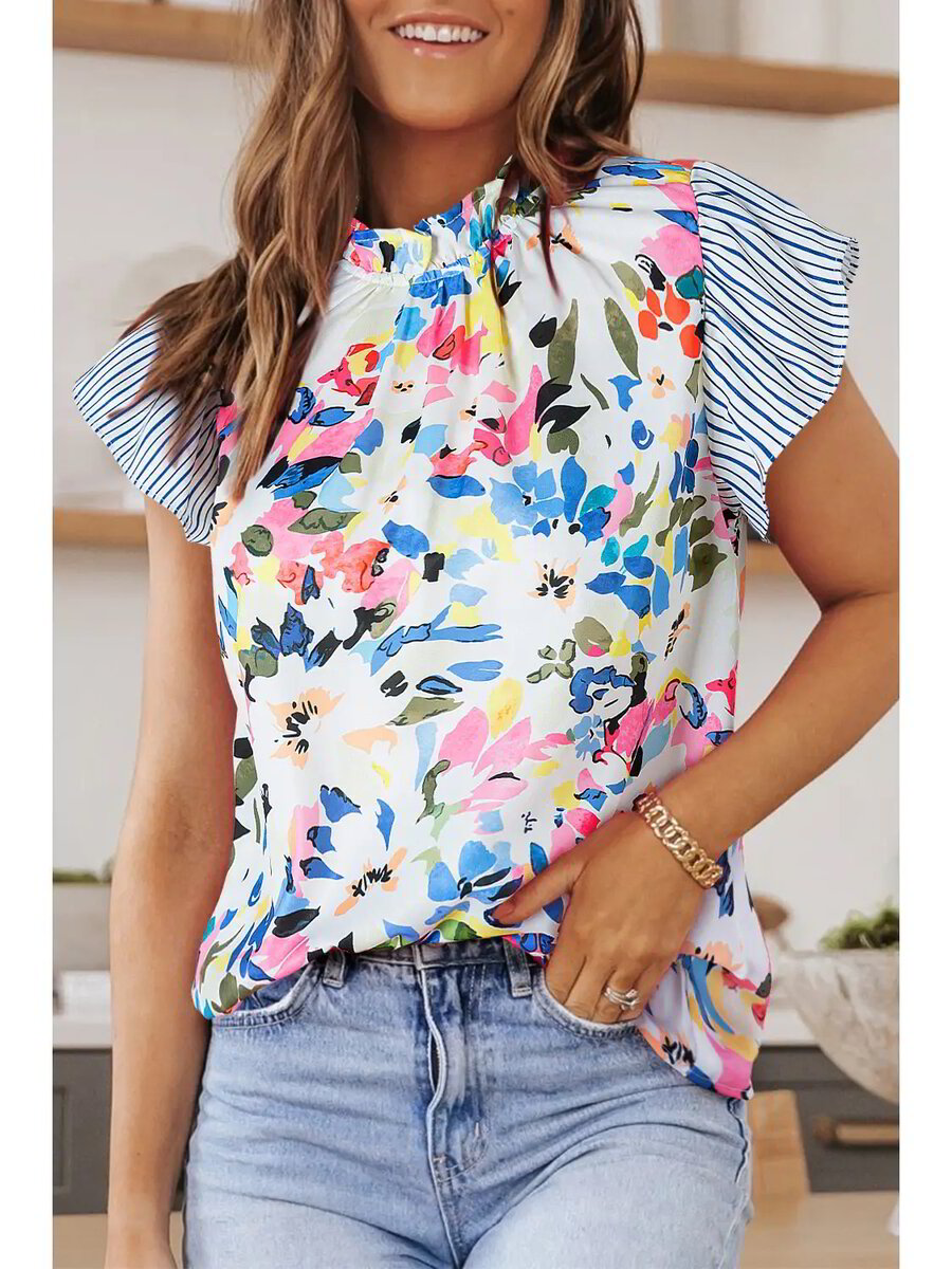 Floral Print Ruffled Off Shoulder Blouse