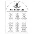Kiss Marry Kill Printable | Unique Bachelorette Party Game