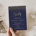 Navy and Gold Birthday Party Invitation Template