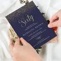 Navy and Gold Birthday Party Invitation Template