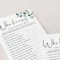 Eucalyptus Wedding Anniversary Party Games Templates