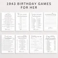 Born in 1943 Birthday Party Games Bundle Printable