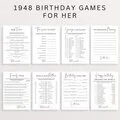 1948 Birthday Party Games Editable Templates