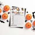 Difficult Halloween Word Search Printable Black and Orange Theme