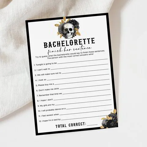 Finish The Bachelorettes Sentences  Bachelorette Party Games –  OhHappyPrintables