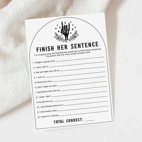 Finish The Bachelorettes Sentences  Bachelorette Party Games –  OhHappyPrintables