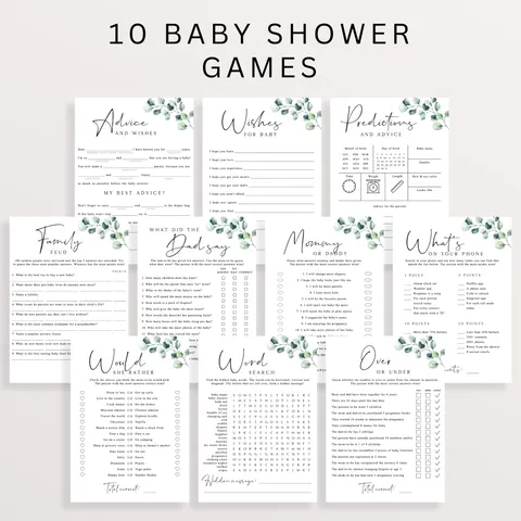 Editable Storybook Baby Shower Games Bundle Book Baby Shower