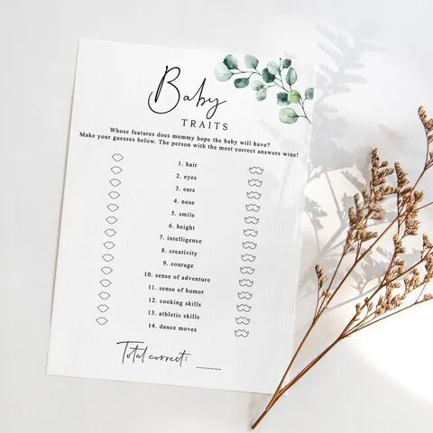 Printable Guest Book Sign Eucalyptus Watercolor Baby Shower Greenery  Leaves, Please Sign the Guest Book Non-editable Instant Download 