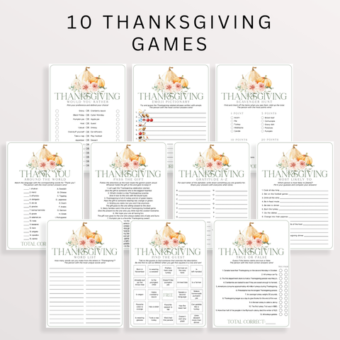 Floral Pumpkin Thanksgiving Games and Activities Printable