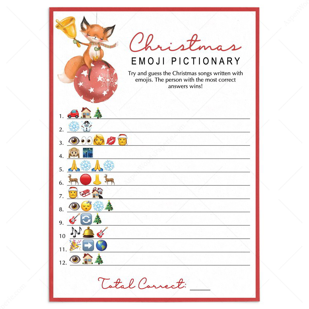 Christmas Songs Emoji Pictionary - 5x7 Thumbnail 3346006 