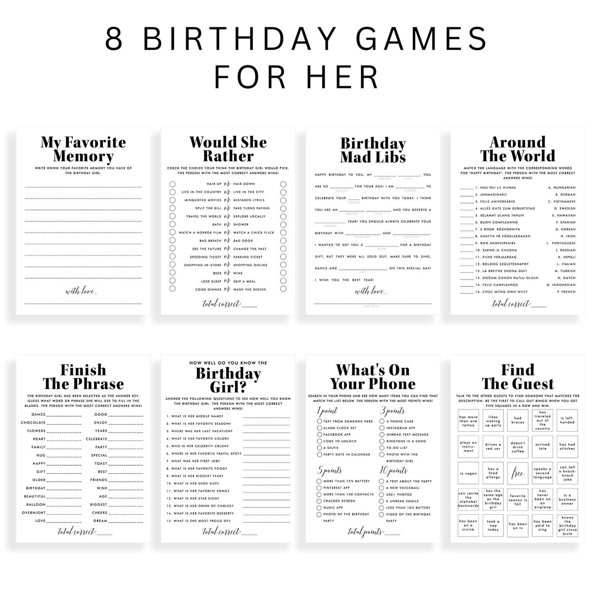 Unique Adult Birthday Games | Birthday Girls Party, image size:1200x1200