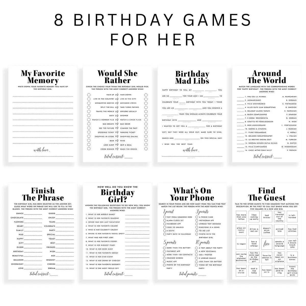 Unique Adult Birthday Games | Birthday Girls Party, image size:1200x1200